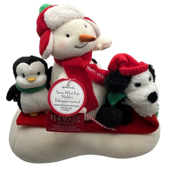 Hallmark Jingle Pals Snow What Fun Sledders, Dog, Penguin, Snowman New with tags - Picture 1 of 15